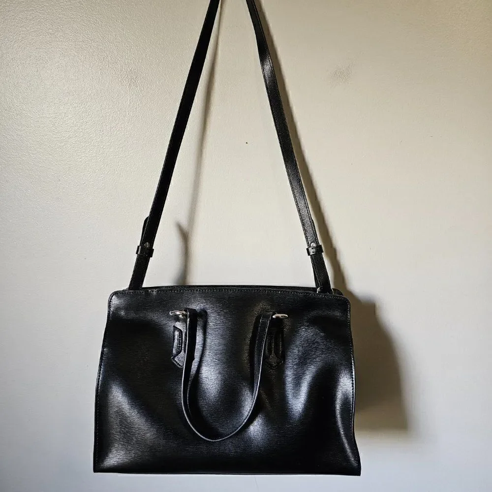 LIKE NEW LAUREN RALPH LAUREN BLACK LEATHER SATCHEL / SHOULDER BAG MEDIUM
